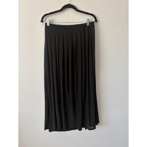 Eileen Fisher Size M Black Pleated Silk Maxi Skirt Sophisticated Minimalist